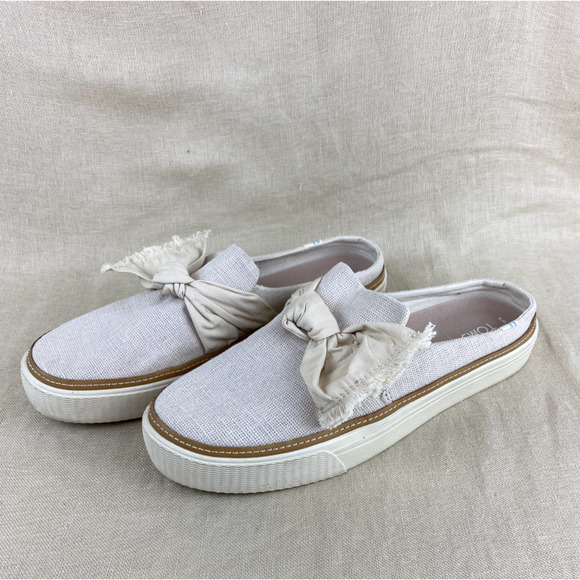 TOMS Natural Heritage Canvas Slip On Knot Shoes Womens Slides Sneakers Size 9 - Picture 1 of 6